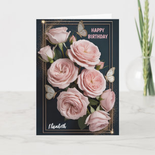 Barbie pink roses flowers card