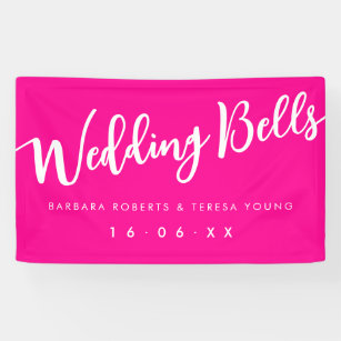 Barbiecore Hot Pink White Calligraphy Wedding Banner