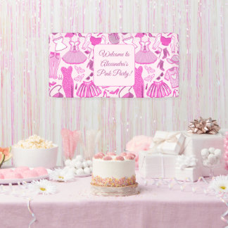 Barbiecore Pink and Hot Pink Fashion Pattern Banner