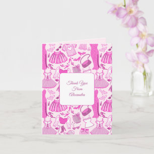Barbiecore Pink and Hot Pink Fashion Pattern Card