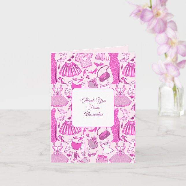 Barbiecore Pink and Hot Pink Fashion Pattern Card (Orchid)