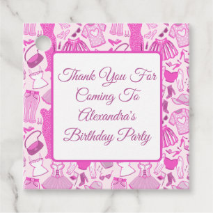 Barbiecore Pink and Hot Pink Fashion Pattern Favour Tags