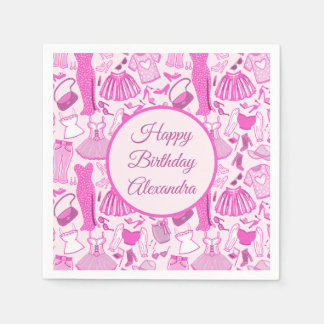 Barbiecore Pink and Hot Pink Fashion Pattern Napkin