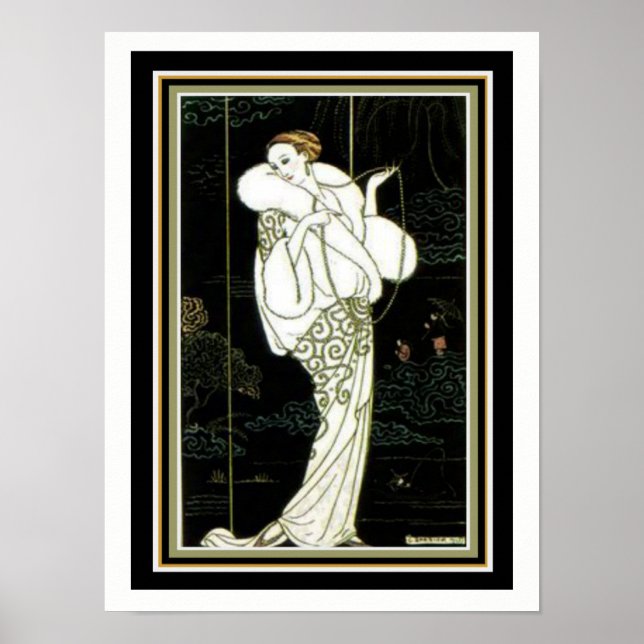 Barbier "White Fur" Art Deco Fashion Print 12 x 16 (Front)