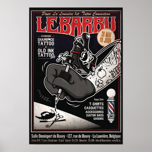 BARBU's Popup Store & Tattoo Convention Poster (Front)
