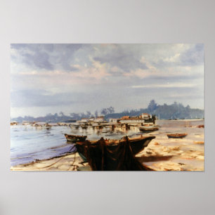 Barca en la playa poster