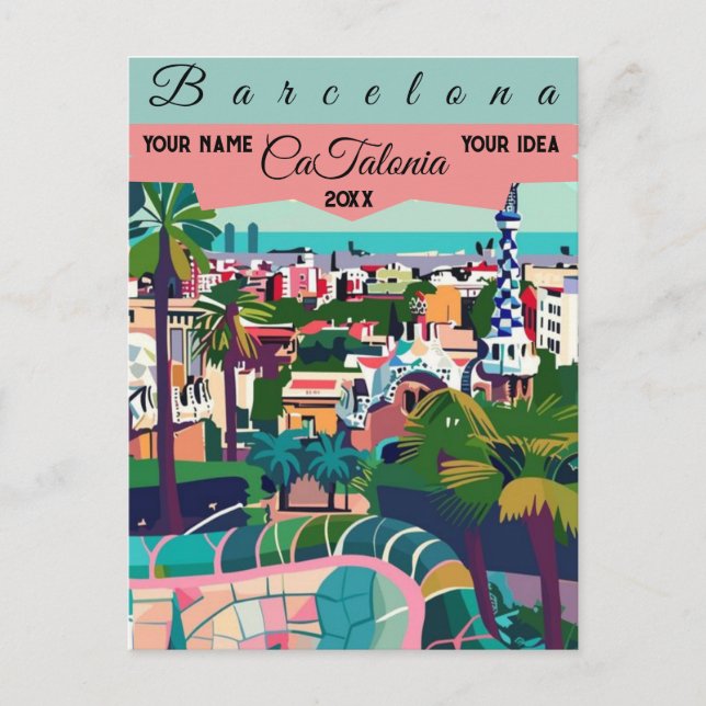 Barceloma Travel Postcard Art,catalonia Travel Art (Front)