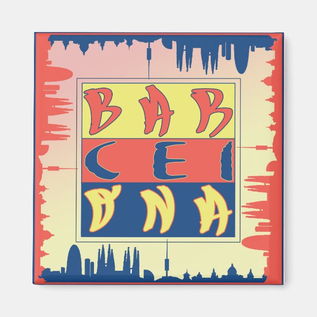 Barcelona 2 Inch Square Magnet (Front)