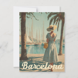 Barcelona 50s vintage travel postcard