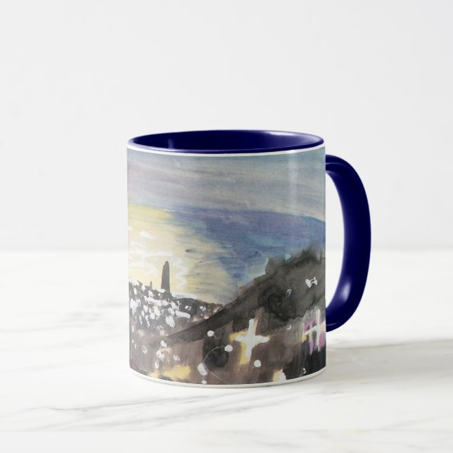 Barcelona at Night by Walter Gramatte Mug (Front Right)