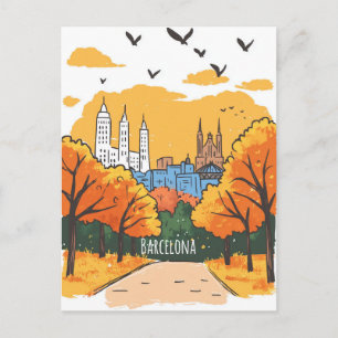 Barcelona Autumn Travel Postcard