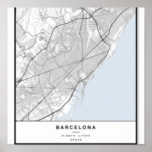 Barcelona City Map Poster Minimalist Line Art