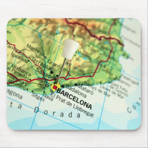 Barcelona City Pin Map Mouse Pad