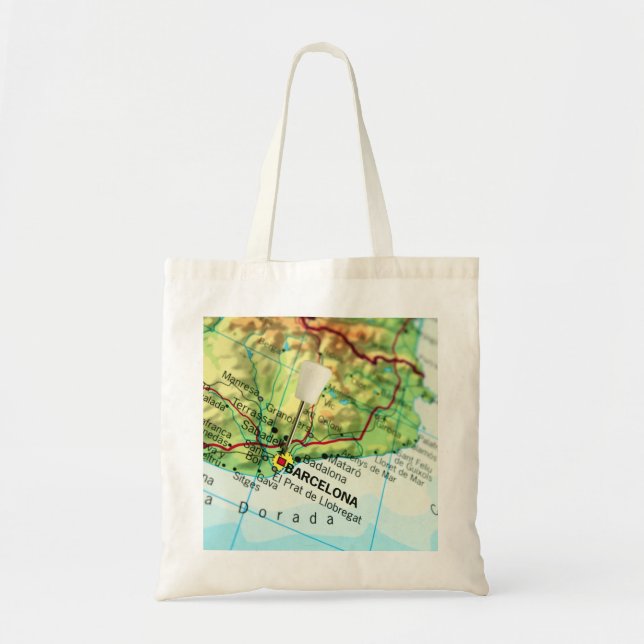 Barcelona City Pin Map Tote Bag (Front)
