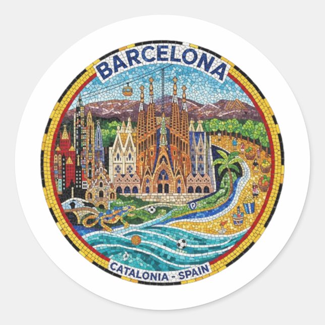 BARCELONA CLASSIC ROUND STICKER (Front)