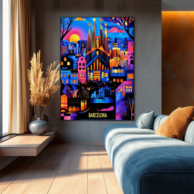 Barcelona Colourful Dreams – Geometric Cityscape Poster (Creator Uploaded)