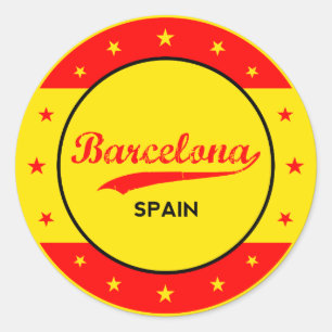Barcelona design with flag of Spain colors Classic Round Sticker