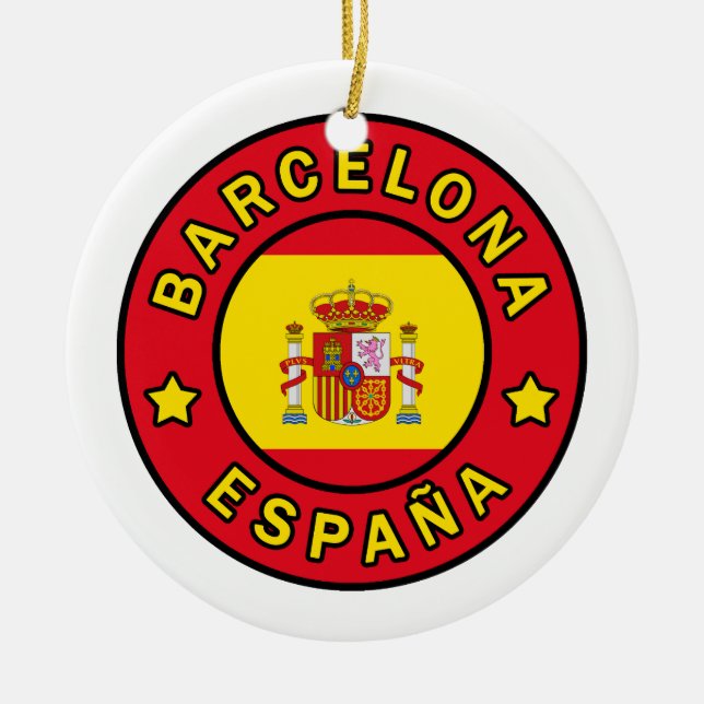 Barcelona España Ceramic Tree Decoration (Front)