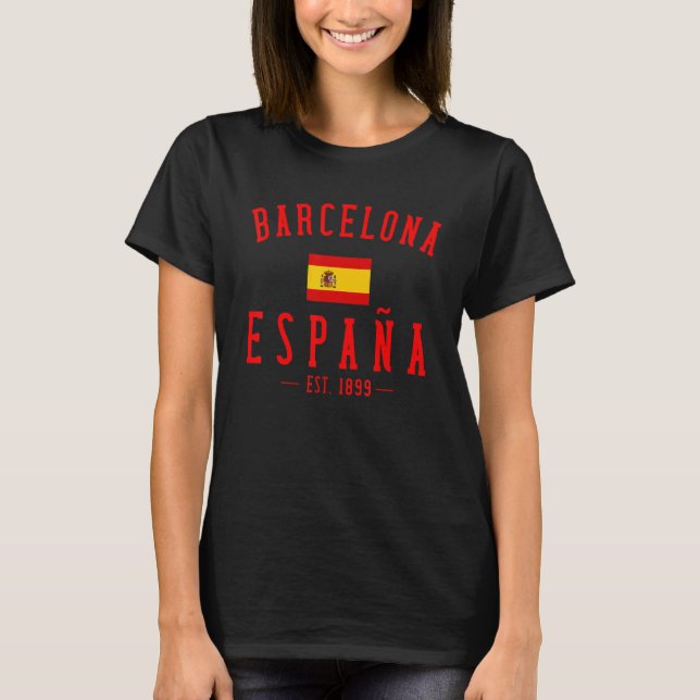 Barcelona Espana Spain Est  Souvenir Flag Map Vaca T-Shirt (Front)