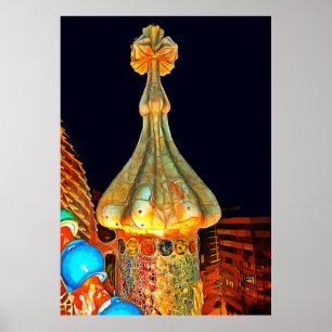 Barcelona. Evening at Casa Batlló. Poster