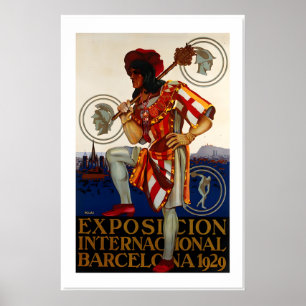 Barcelona Exposition 1929 Vintage Style Spanish Poster