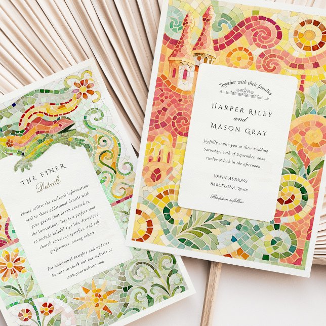 Barcelona Gaudí-Inspired Mosaic Wedding Invitation (Creator Uploaded)