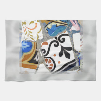 Barcelona Gaudi Mosaics Close Up Tea Towel