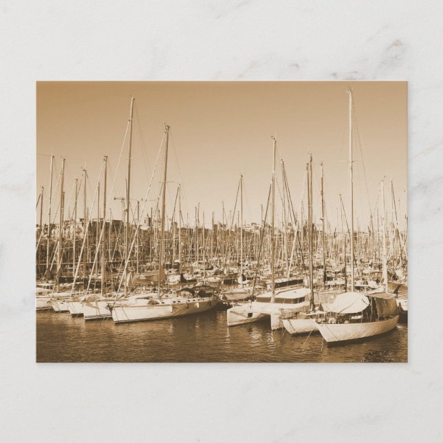 Barcelona Harbour - Sailboats - Postcard (Front)