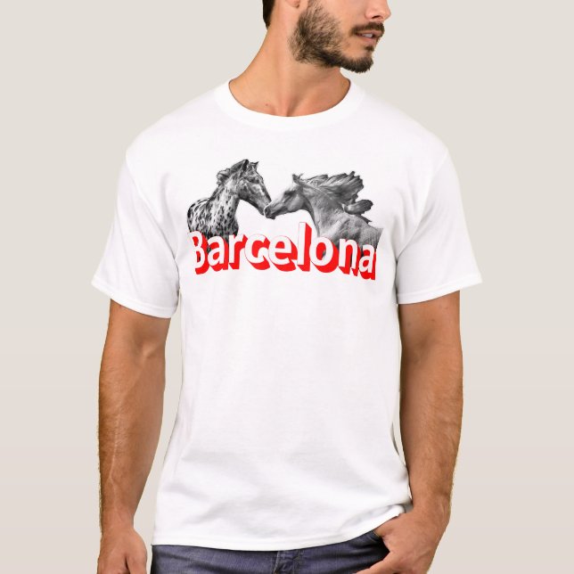 Barcelona, Horse, Football, Travel Love T-Shirt (Front)