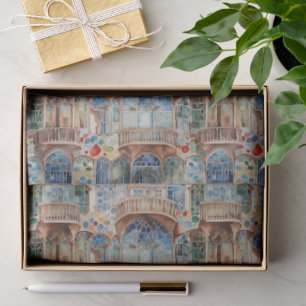 Barcelona House Architectural Detail in Windows Tissue Paper