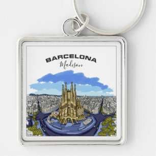Barcelona Illustration custom name key chains