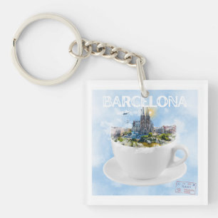 Barcelona in a Teacup – Sagrada Familia Skyline Key Ring