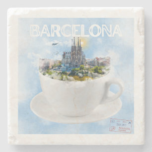 Barcelona in a Teacup – Sagrada Familia Skyline Stone Coaster