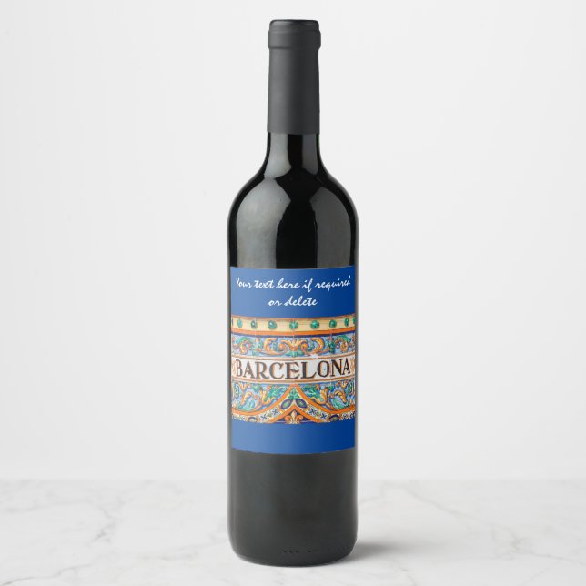 Barcelona in tile effect label/Spain/Spanish Wine Label (Front)