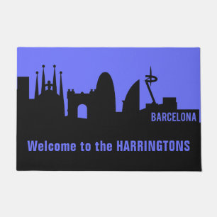 Barcelona Landmarks custom text & colour doormat