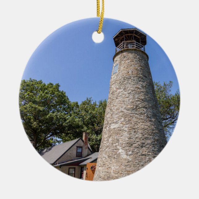 Barcelona Lighthouse Ceramic Tree Decoration (Front)