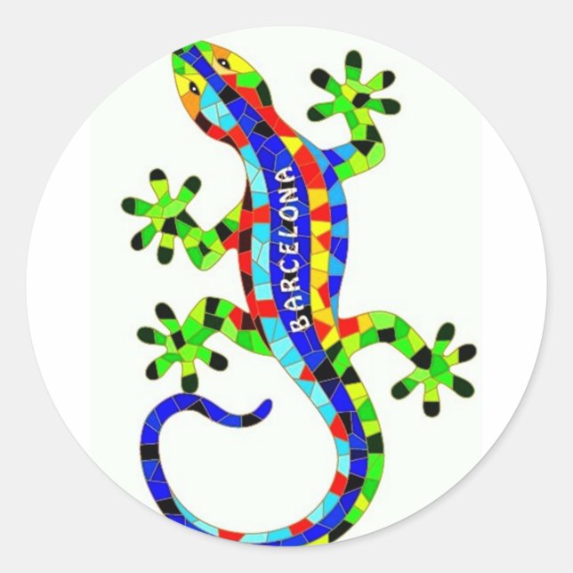 Barcelona lizard classic round sticker (Front)