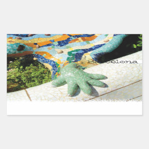 Barcelona Lizard Hand Mosaics Rectangular Sticker