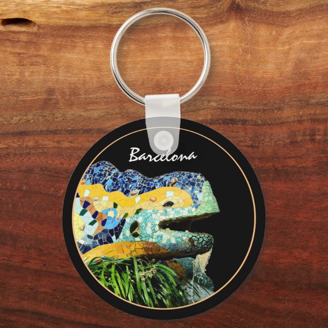 Barcelona Lizard & Park Guell, Catalonia / Gaudi   Key Ring (Front)