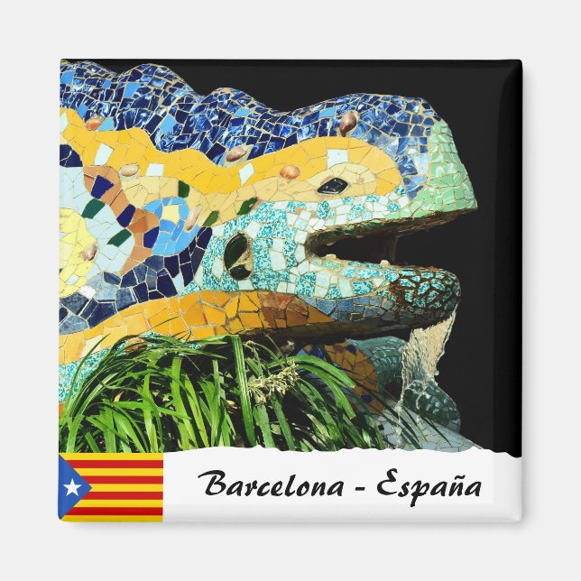 Barcelona Magnet, Lizard Fountain, Spain Magnet (Front)