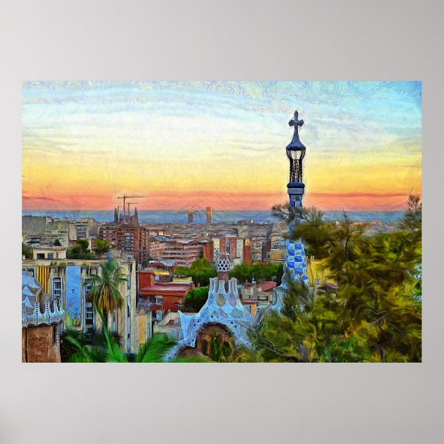 Barcelona. Panorama of the city from Park Guell. Poster (Front)
