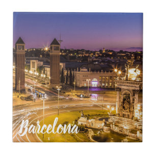 Barcelona Plaza de Espana Catalonia Spain Sunset Tile