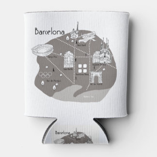 Barcelona Poster gray Can Cooler