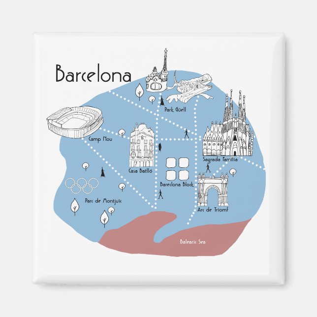 Barcelona Poster - original Magnet (Front)