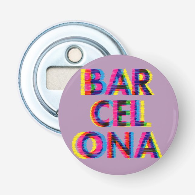 Barcelona Psychedelic Glitch Customisable Colour Bottle Opener (Front)