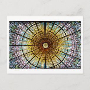 Barcelona Rose Window Stained Glass Postcard