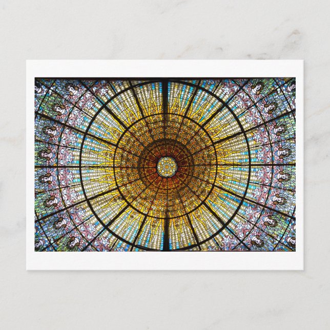 Barcelona Rose Window Stained Glass Postcard (Front)