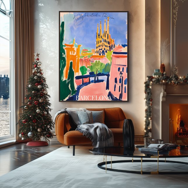 Barcelona Sagrada Familia and Skyline in Fauvist  Poster (Creator Uploaded)