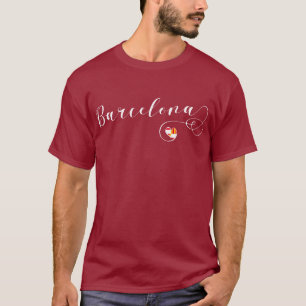 Barcelona Script Font Flag Heart T-Shirt