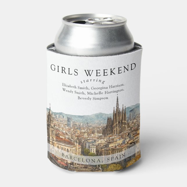 Barcelona Skyline Girls Weekend Can Cool Cooler (Can Front)